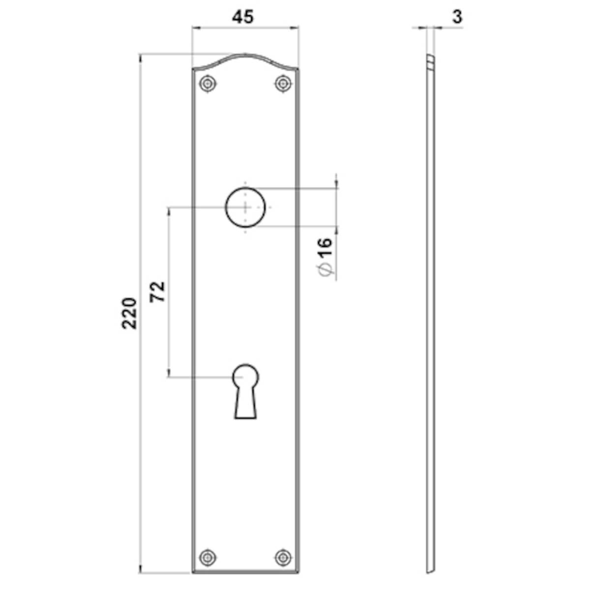 Backplate-Messing-COURTEN-45-Schlüsselloch-Zeichnung-Griffwelt